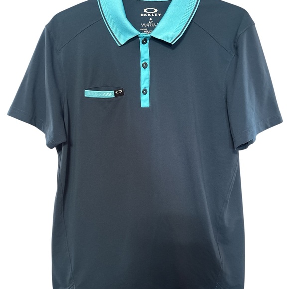 Oakley Men's Teal and Navy Polo Shirt - Picture 1 of 4